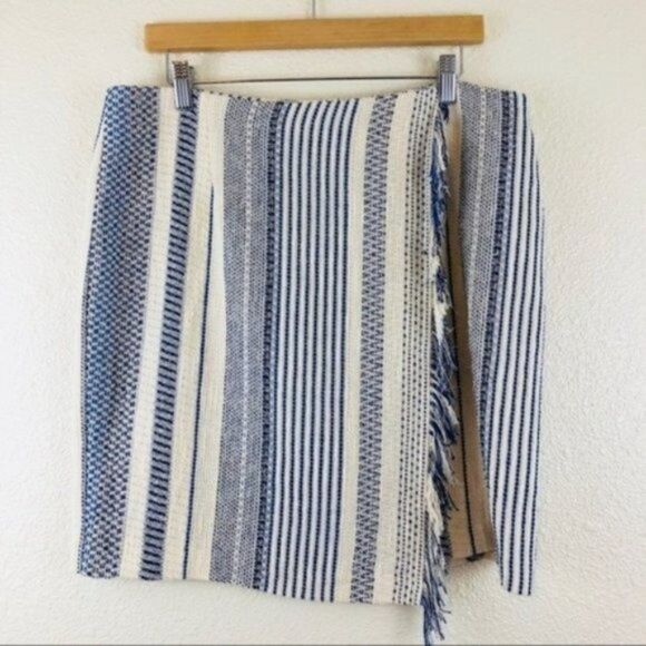 HALOGEN Fringe Faux Wrap Pencil Skirt  - Picture 2 of 7